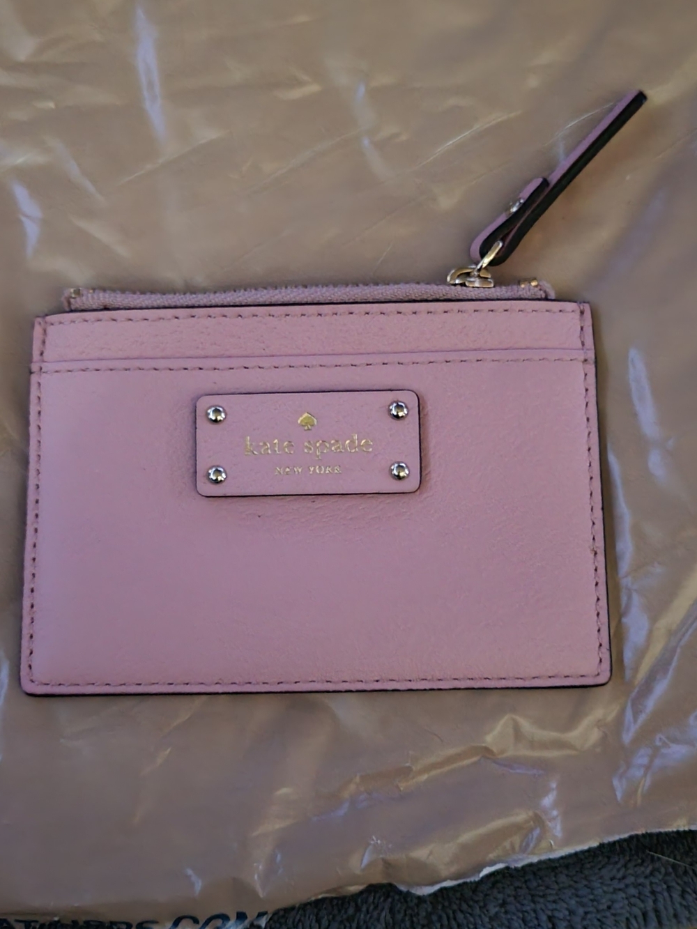 kate spade Pink Leather Card Wallet with Zip